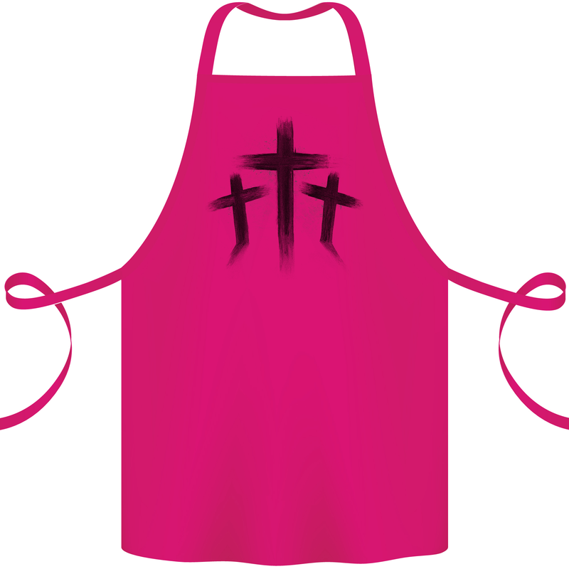 Three Grunge Crosses Gothic Cotton Apron 100% Organic Pink