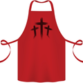 Three Grunge Crosses Gothic Cotton Apron 100% Organic Red