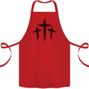 Three Grunge Crosses Gothic Cotton Apron 100% Organic Red