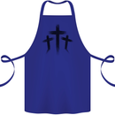 Three Grunge Crosses Gothic Cotton Apron 100% Organic Royal Blue