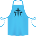 Three Grunge Crosses Gothic Cotton Apron 100% Organic Turquoise