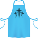 Three Grunge Crosses Gothic Cotton Apron 100% Organic Turquoise