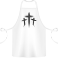 Three Grunge Crosses Gothic Cotton Apron 100% Organic White