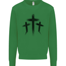 Three Grunge Crosses Gothic Kids Sweatshirt Jumper Irish Green
