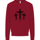 Three Grunge Crosses Gothic Kids Sweatshirt Jumper Red