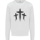 Three Grunge Crosses Gothic Kids Sweatshirt Jumper White