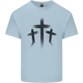 Three Grunge Crosses Gothic Kids T-Shirt Childrens Light Blue