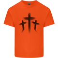 Three Grunge Crosses Gothic Kids T-Shirt Childrens Orange