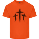 Three Grunge Crosses Gothic Kids T-Shirt Childrens Orange