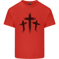 Three Grunge Crosses Gothic Kids T-Shirt Childrens Red