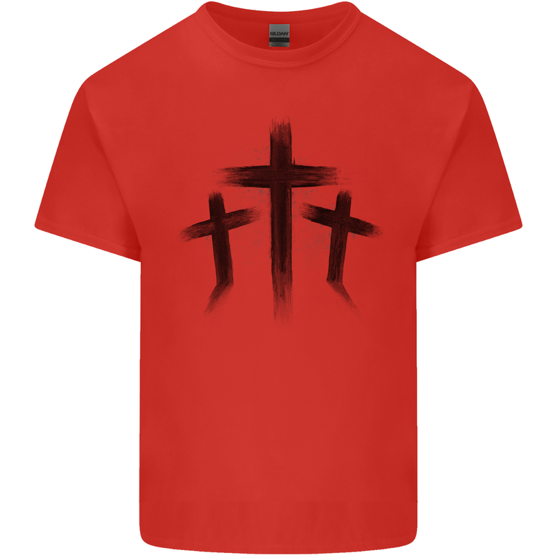 Three Grunge Crosses Gothic Kids T-Shirt Childrens Red