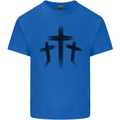 Three Grunge Crosses Gothic Kids T-Shirt Childrens Royal Blue