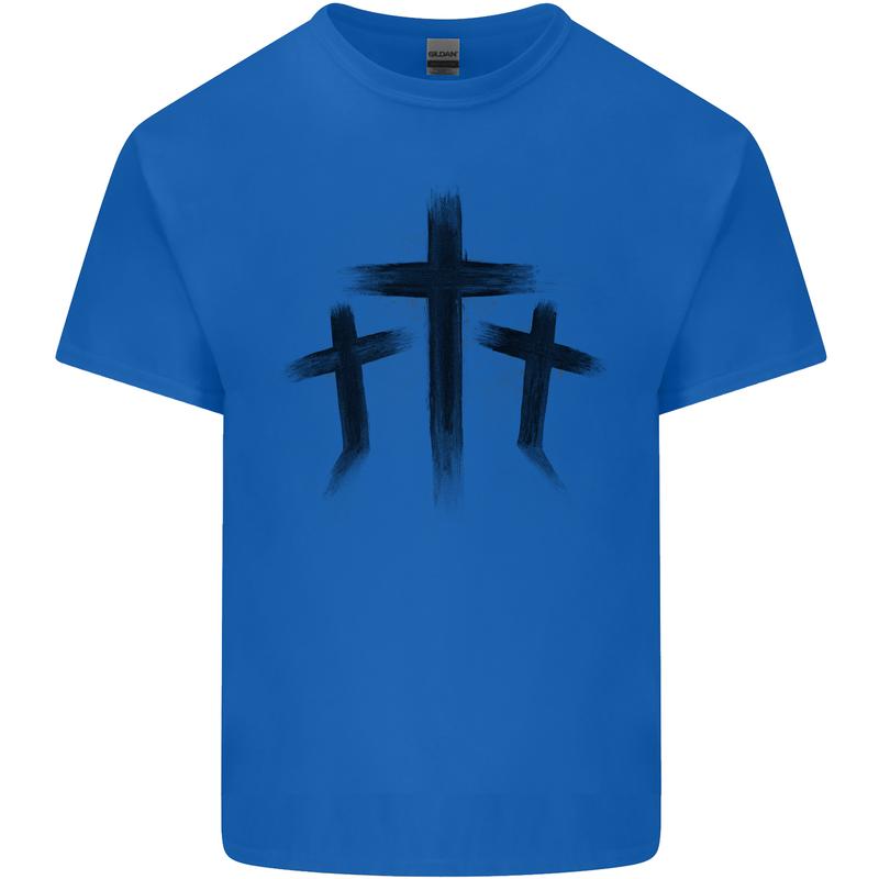 Three Grunge Crosses Gothic Kids T-Shirt Childrens Royal Blue
