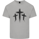 Three Grunge Crosses Gothic Kids T-Shirt Childrens Sports Grey