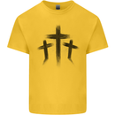Three Grunge Crosses Gothic Kids T-Shirt Childrens Yellow