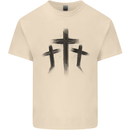 Three Grunge Crosses Gothic Mens Cotton T-Shirt Tee Top Natural