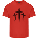 Three Grunge Crosses Gothic Mens Cotton T-Shirt Tee Top Red