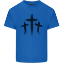 Three Grunge Crosses Gothic Mens Cotton T-Shirt Tee Top Royal Blue