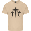 Three Grunge Crosses Gothic Mens Cotton T-Shirt Tee Top Sand