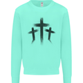 Three Grunge Crosses Gothic Mens Sweatshirt Jumper Peppermint
