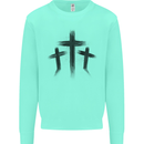 Three Grunge Crosses Gothic Mens Sweatshirt Jumper Peppermint