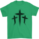 Three Grunge Crosses Gothic Mens T-Shirt 100% Cotton Irish Green