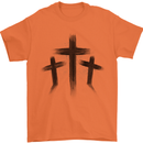 Three Grunge Crosses Gothic Mens T-Shirt 100% Cotton Orange