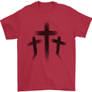 Three Grunge Crosses Gothic Mens T-Shirt 100% Cotton Red