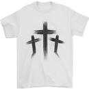 Three Grunge Crosses Gothic Mens T-Shirt 100% Cotton White