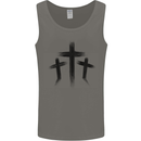 Three Grunge Crosses Gothic Mens Vest Tank Top Charcoal