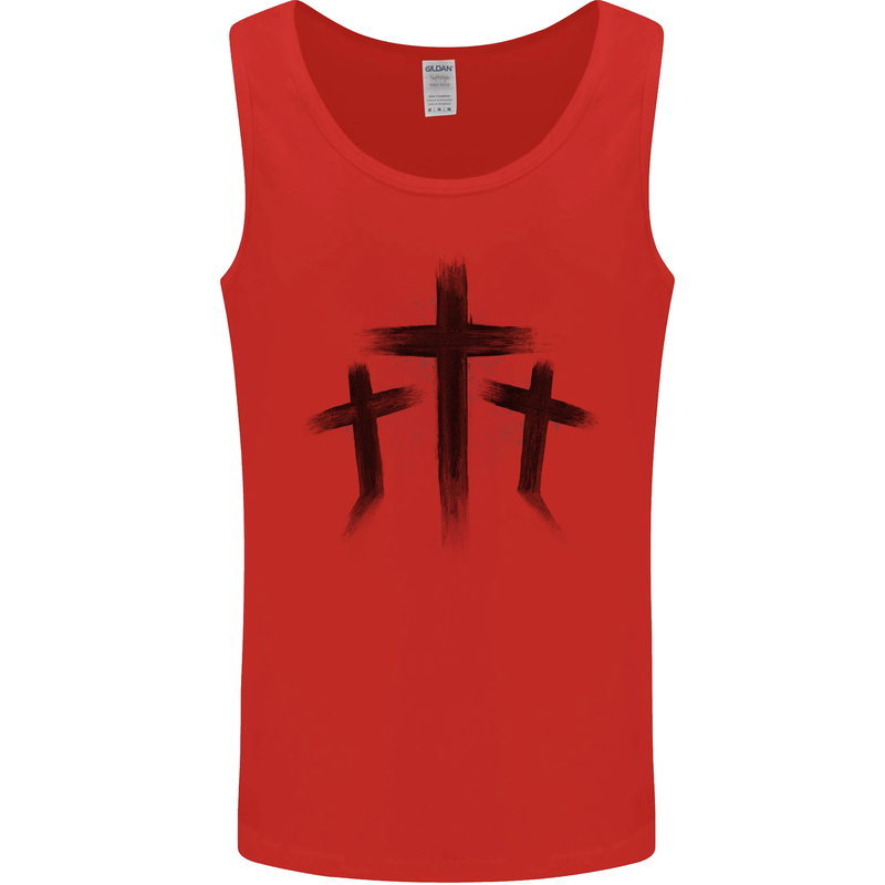 Three Grunge Crosses Gothic Mens Vest Tank Top Red