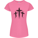 Three Grunge Crosses Gothic Womens Petite Cut T-Shirt Azalea