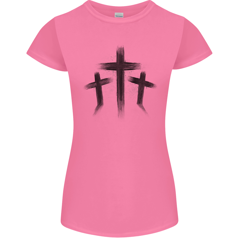 Three Grunge Crosses Gothic Womens Petite Cut T-Shirt Azalea