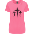 Three Grunge Crosses Gothic Womens Wider Cut T-Shirt Azalea