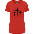 Three Grunge Crosses Gothic Womens Wider Cut T-Shirt Red