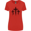 Three Grunge Crosses Gothic Womens Wider Cut T-Shirt Red