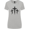 Three Grunge Crosses Gothic Womens Wider Cut T-Shirt Sports Grey