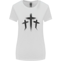 Three Grunge Crosses Gothic Womens Wider Cut T-Shirt White