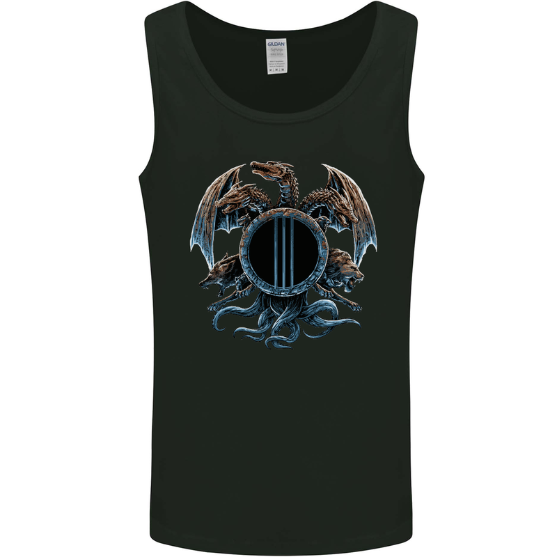 Three Headed Dragon Fantasy SCI-FI Mens Vest Tank Top Black