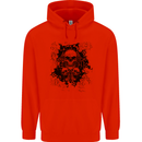 Three Skulls Demon Biker Gothic Tattoo Childrens Kids Hoodie Bright Red