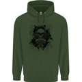 Three Skulls Demon Biker Gothic Tattoo Childrens Kids Hoodie Forest Green
