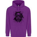 Three Skulls Demon Biker Gothic Tattoo Childrens Kids Hoodie Purple