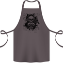Three Skulls Demon Biker Gothic Tattoo Cotton Apron 100% Organic Dark Grey