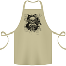 Three Skulls Demon Biker Gothic Tattoo Cotton Apron 100% Organic Khaki