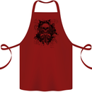 Three Skulls Demon Biker Gothic Tattoo Cotton Apron 100% Organic Maroon