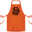 Three Skulls Demon Biker Gothic Tattoo Cotton Apron 100% Organic Orange