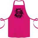 Three Skulls Demon Biker Gothic Tattoo Cotton Apron 100% Organic Pink