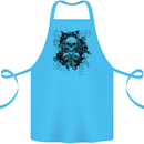 Three Skulls Demon Biker Gothic Tattoo Cotton Apron 100% Organic Turquoise