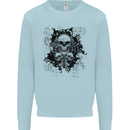 Three Skulls Demon Biker Gothic Tattoo Kids Sweatshirt Jumper Light Blue