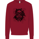 Three Skulls Demon Biker Gothic Tattoo Kids Sweatshirt Jumper Red